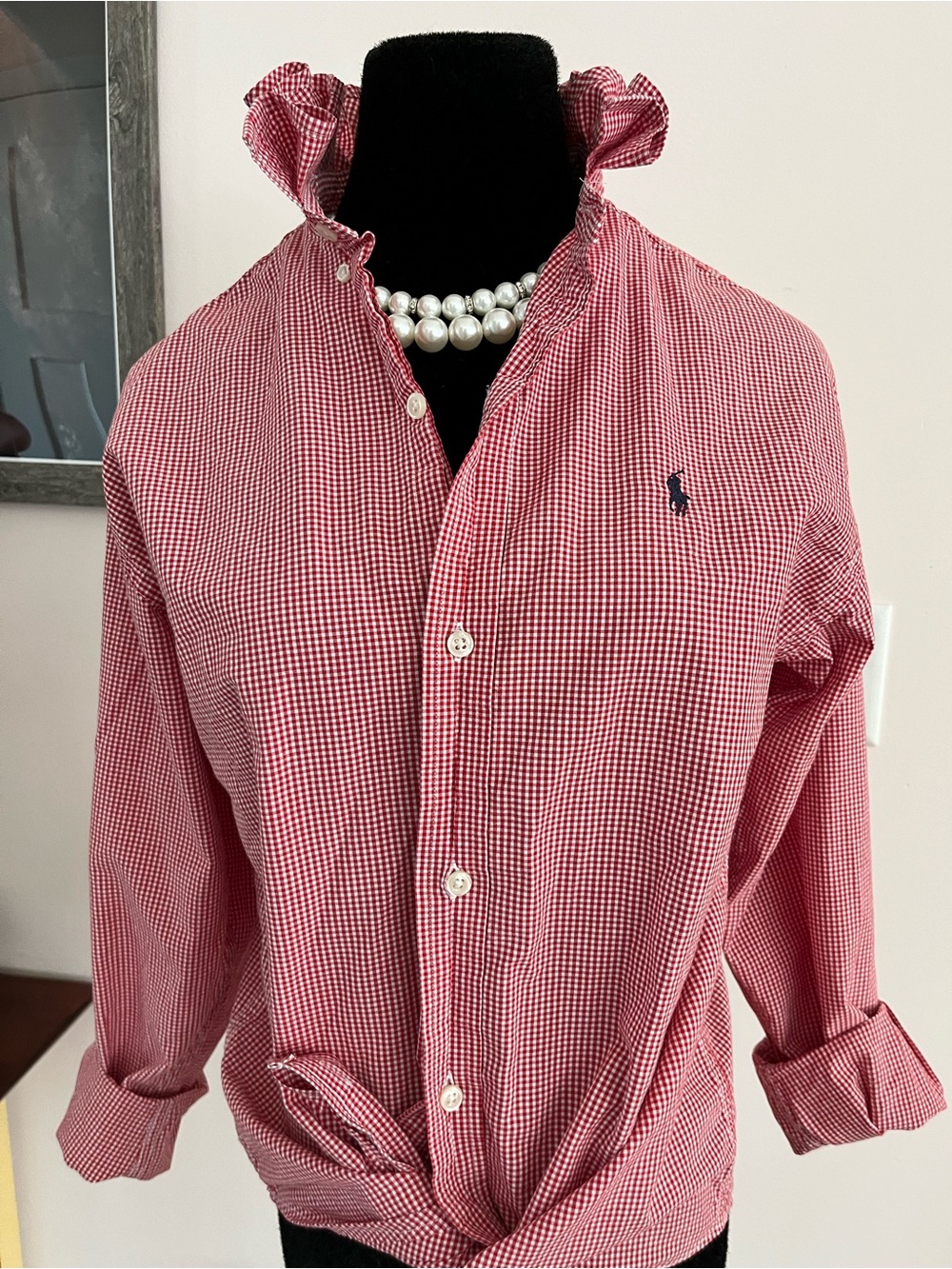 Ralph Lauren Red Gingham Button-Down Shirt - Picture 3 of 9